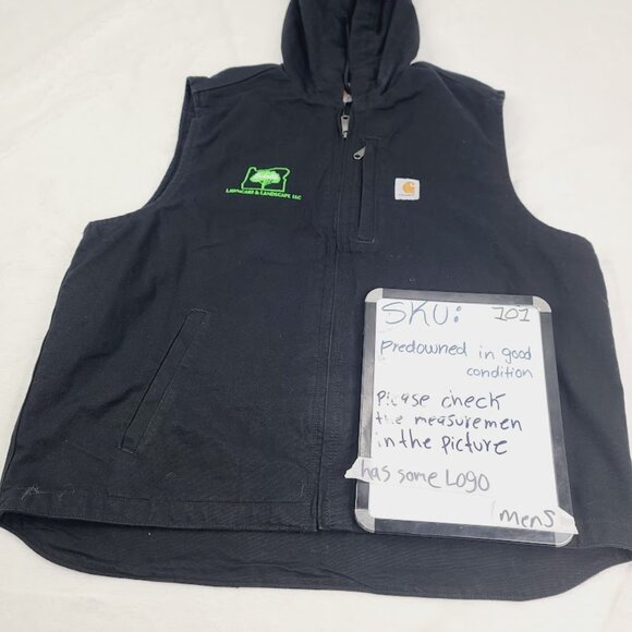 Carhartt Men's Black Sleeveless Duck Hooded Classic Basic Vest Size XL - Picture 9 of 9